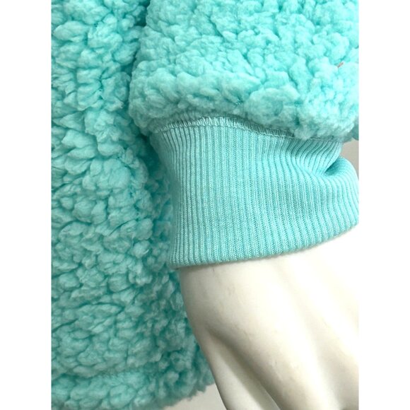 So Intimates Women’s Sweatshirt Blue Green M Sherpa Soft Cozy Casual Round Neck - Picture 10 of 13